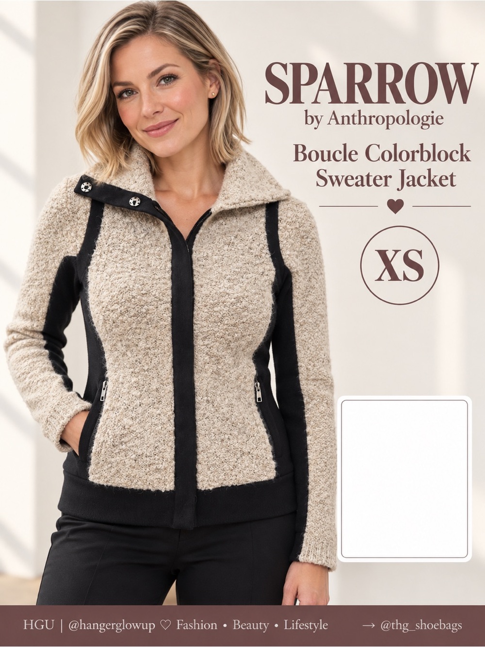 Anthropologie Sparrow Bouclé Wool Mohair Colorblock Sweater Jacket XS - Picture 1 of 12